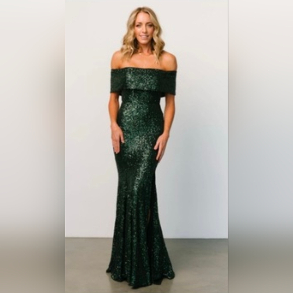 Baltic Born Strapless Sequin Gown~ Green Sz Small